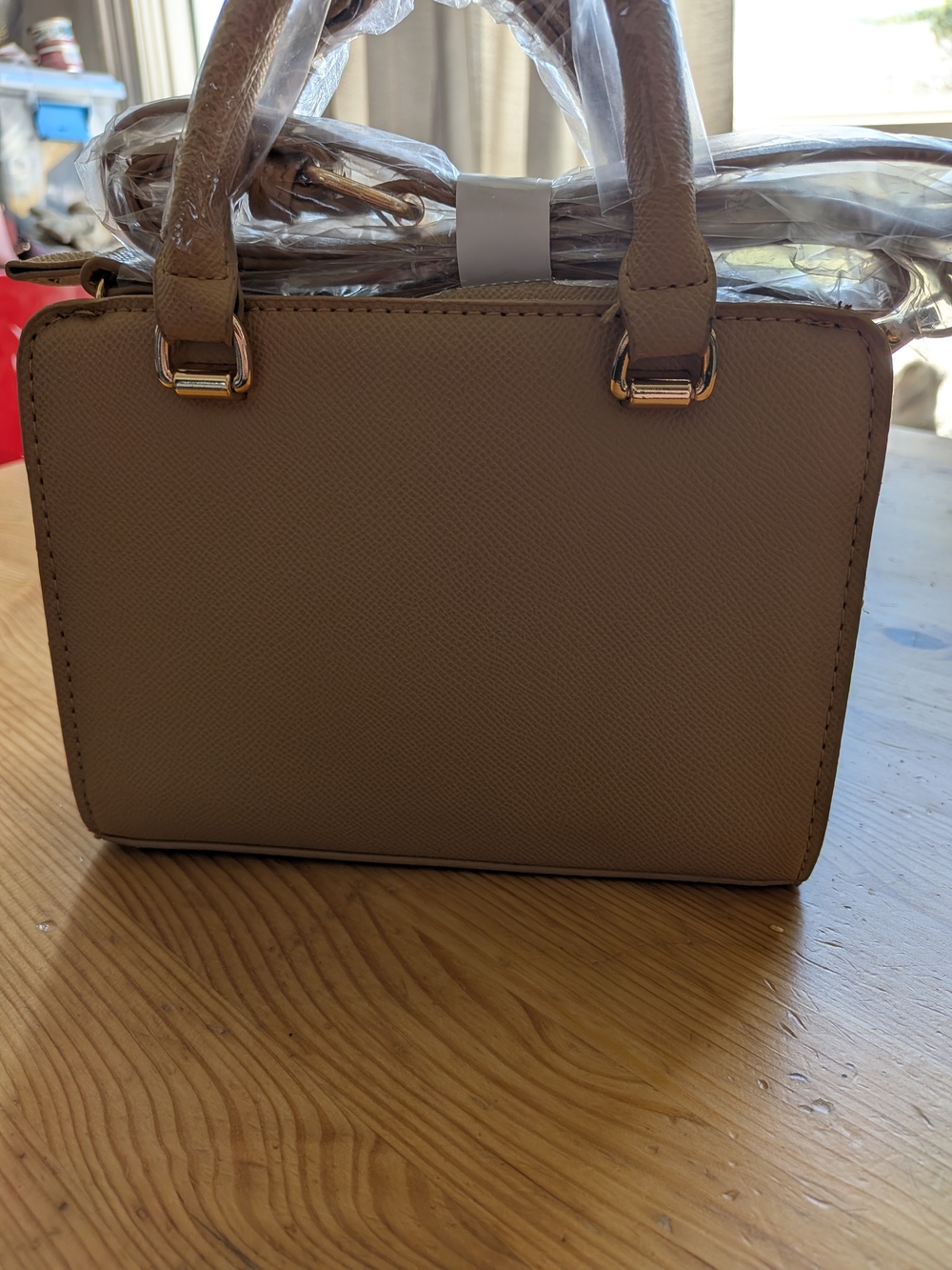 bebe Taupe Mini Satchel with Gold Hardware - Picture 3 of 8